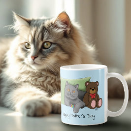 Happy Mother's Day Gray Cat Kaffeetasse