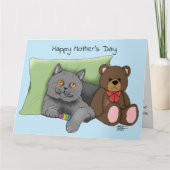 Happy Mother's Day Gray Cat Karte (Vorderseite)
