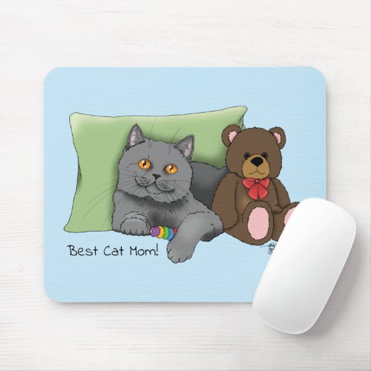 Happy Mother's Day Gray Cat Mousepad (Mit Mouse)