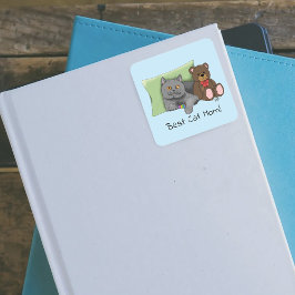 Happy Mother's Day Gray Cat Quadratischer Aufkleber