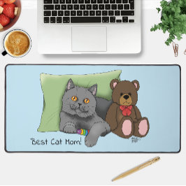 Happy Mother's Day Gray Cat Schreibtischunterlage