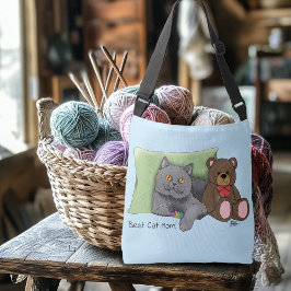 Happy Mother's Day Gray Cat Tragetaschen Mit Langen Trägern