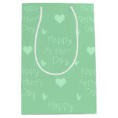 Happy Mother's day green script Mittlere Geschenktüte (Vorderseite)