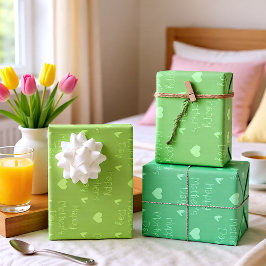 Happy Mother's Day Green Theme Set von 3 Geschenkpapier Set
