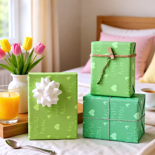 Happy Mother's Day Green Theme Set von 3 Geschenkpapier Set