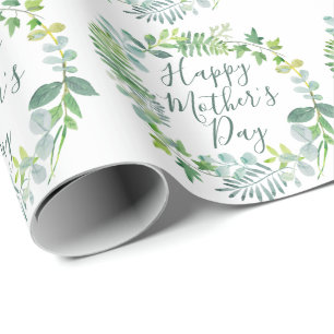 Happy Mother's Day Greenery Foliage Wreath Geschenkpapier
