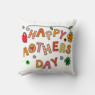 Happy Mother's Day Hand Drawn Cartoon Typografie Kissen