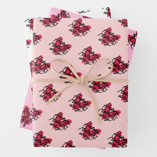 Happy Mother's Day Handlettering Heart Mütter Day Geschenkpapier Set (Beispiel)