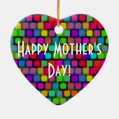 Happy Mother's Day Heart Abstrakt farbenfroh Keramik Ornament (Hinten)