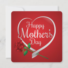 Happy Mother's Day Heart and Rote Rose Feiertagskarte