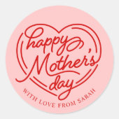 Happy Mother's Day Heart Custom Runder Aufkleber (Vorderseite)
