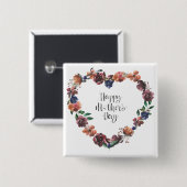Happy Mother's Day Heart Floral Blume Script Button (Vorne & Hinten)