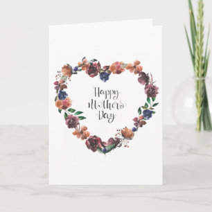 Happy Mother's Day Heart Floral Blume Script Karte