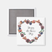 Happy Mother's Day Heart Floral Blume Script Magnet (Vorderseite/Rückseite)