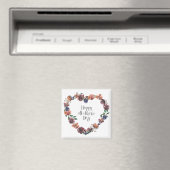 Happy Mother's Day Heart Floral Blume Script Magnet (In Situ (Geschirrspüler))