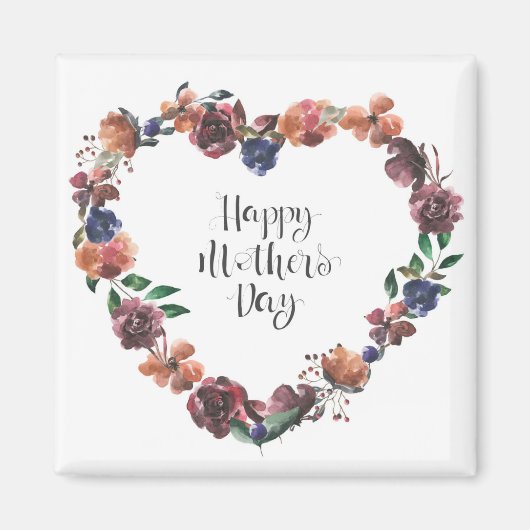 Happy Mother's Day Heart Floral Blume Script Magnet (Vorne)