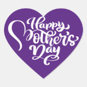 Happy Mother's Day Heart Form Lila Herz-Aufkleber (Vorderseite)