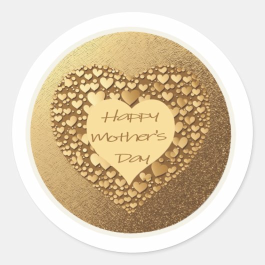 Happy Mother's Day Heart Gold Stickers (Vorderseite)