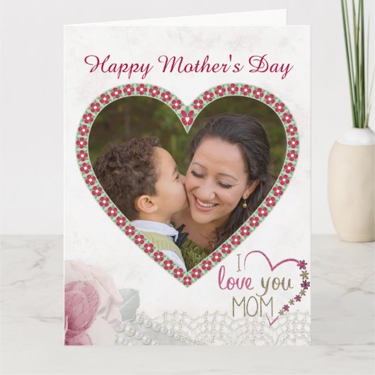 Happy Mother's Day Heart Personalisiert Karte (Vorderseite)