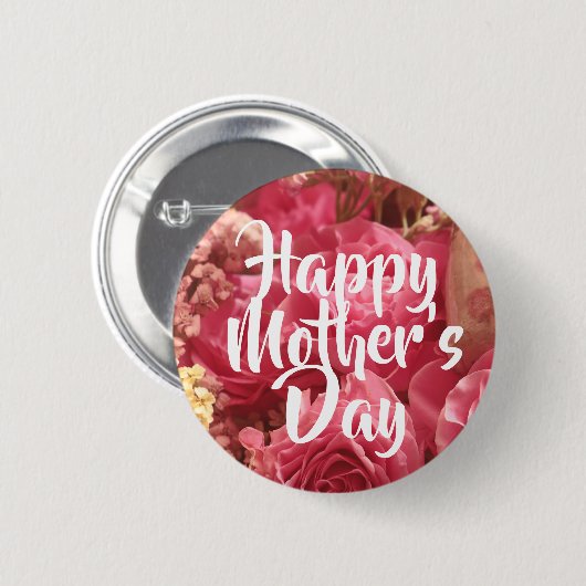 Happy Mother's Day Heart Rose Button (Vorne & Hinten)