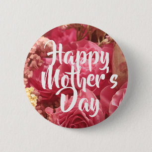 Happy Mother's Day Heart Rose Button