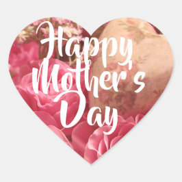 Happy Mother's Day Heart Rose Herz-Aufkleber