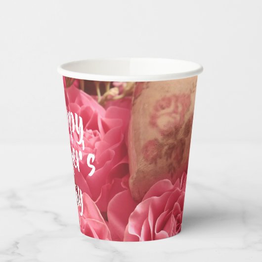 Happy Mother's Day Heart Rose Pappbecher (Links)