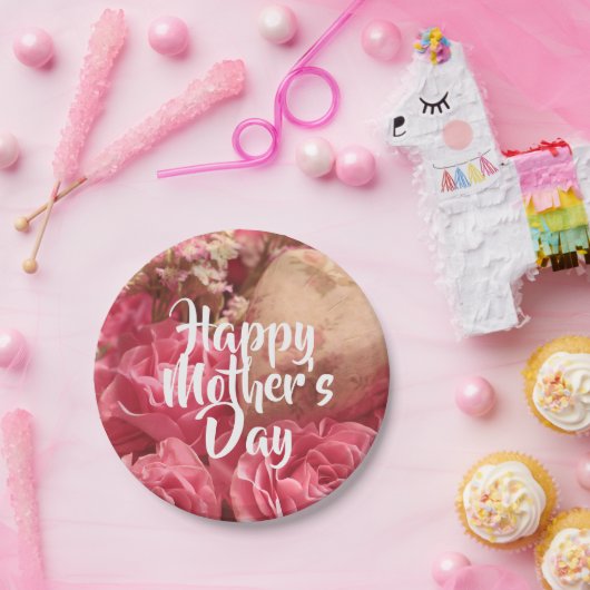Happy Mother's Day Heart Rose Pappteller (Party)