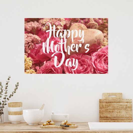 Happy Mother's Day Heart Rose Poster (Küche)