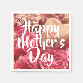 Happy Mother's Day Heart Rose Serviette