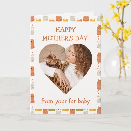 Happy Mother's Day Heart Shaped Foto Hund Katze Pe Karte (Gelbe Blume)