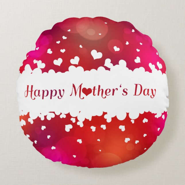 Happy Mother's Day Hearts Rundes Kissen (Vorderseite)