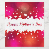 Happy Mother's Day Hearts Weinetikett (Einzelnes Label)
