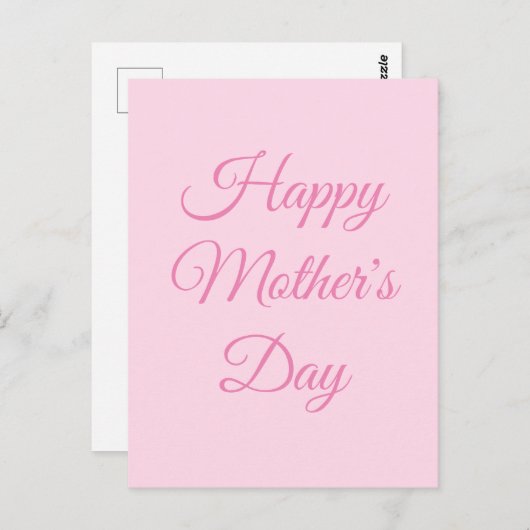 Happy Mother's Day hellrosa Drehbuch elegant Postkarte (Vorne/Hinten)