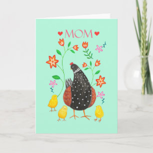 Happy Mother's Day Hen mit drei Küken Mutter Liebe Karte