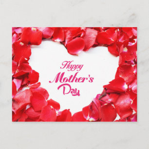 Happy Mother's Day - Herz geformt Rose Petals Postkarte