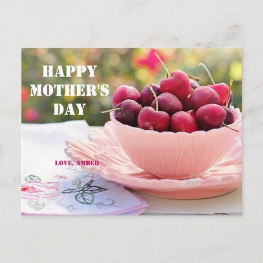 Happy Mother's Day hübsch Cherries Obst Mama Postkarte (Vorderseite)