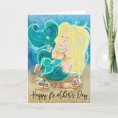 Happy Mother's Day Hübsch Mermaid Child Glitzer Karte (Vorderseite)