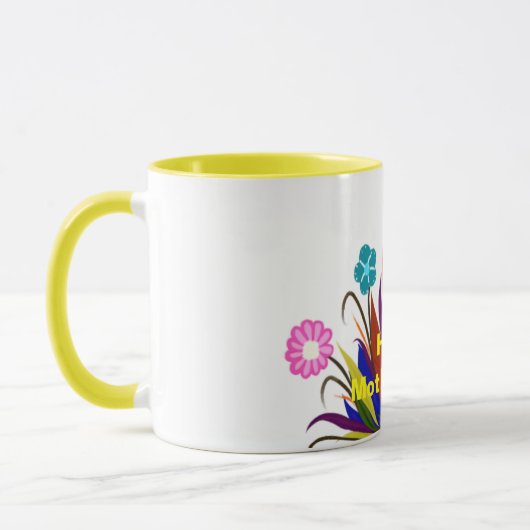 Happy Mother's Day Hübschen Blume Feathers Tasse (Links)