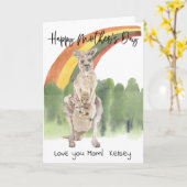 Happy Mother's Day Kangaroo Mama und Baby Karte (Gelbe Blume)