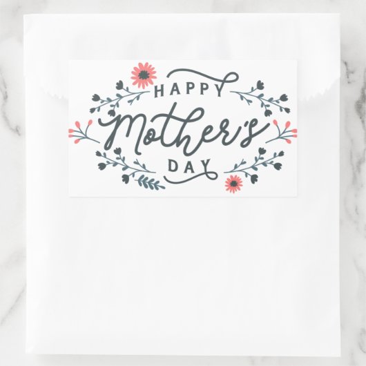 happy-mothers-day-lettering rechteckiger aufkleber (Tasche)