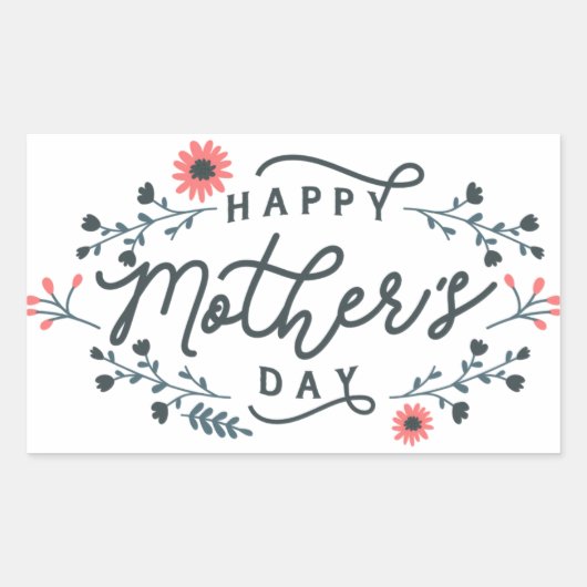 happy-mothers-day-lettering rechteckiger aufkleber (Vorderseite)