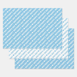 Happy Mother's Day Light Blue and White Geschenkpapier Set
