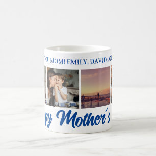 Happy Mother's Day Mama Blue Foto Grid Kaffee Tass Kaffeetasse