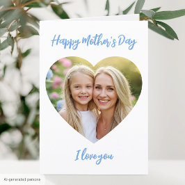Happy Mother's Day Mama Foto Niedlich Heart Blue Karte