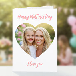 Happy Mother's Day Mama Foto Niedlich Heart Coral  Karte