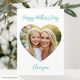 Happy Mother's Day Mama Foto Niedlich Heart Mint G Karte