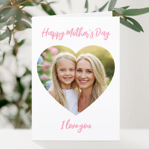 Happy Mother's Day Mama Foto Niedlich Heart Pink Karte