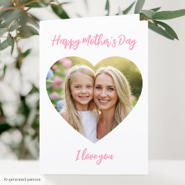 Happy Mother's Day Mama Foto Niedlich Heart Pink Karte