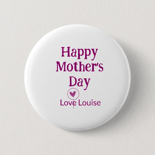 Happy Mother's day mauve love name female sign tit Button (Vorderseite)